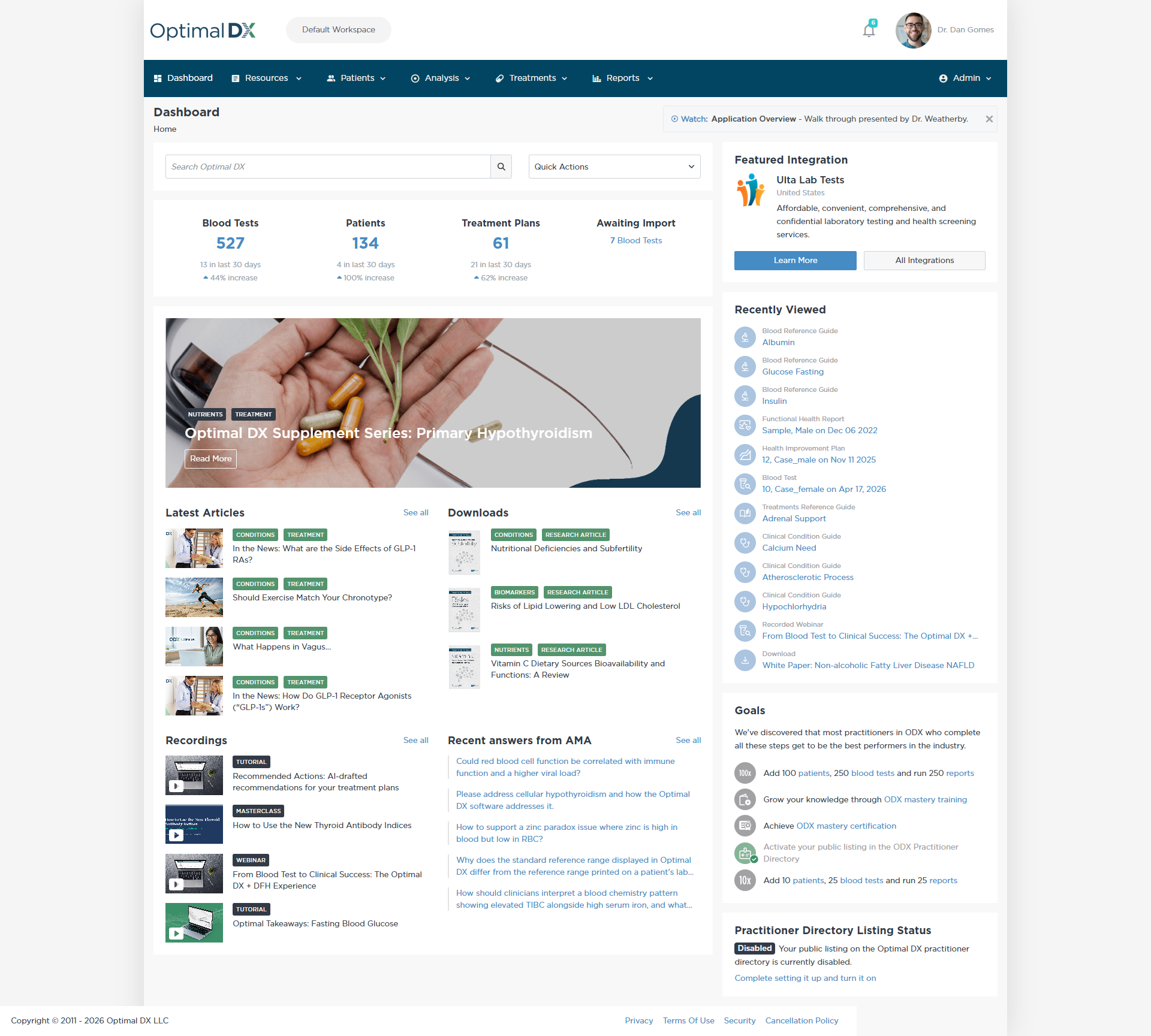Optimal DX dashboard